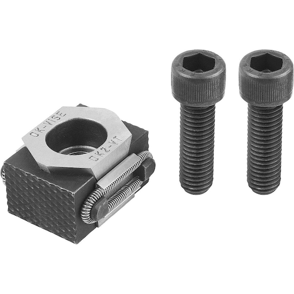 Wedge Clamp Serrated, B=56 For Tapped Hole G=M16, Tool Steel Hardened, Black Oxide